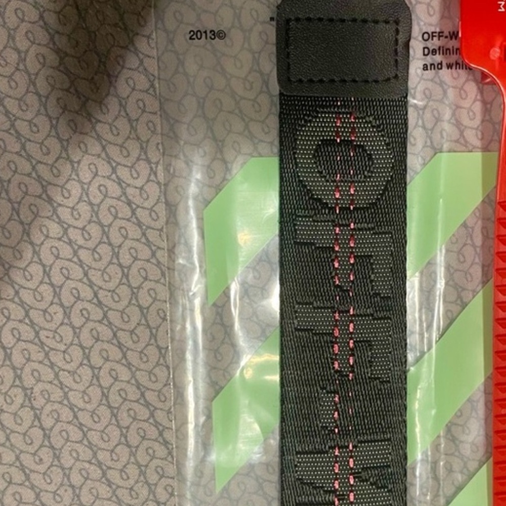 Off-White Black Strap with Pink Stitching